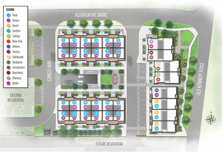 One Place Gardens Towns Aerial View of Site Plan