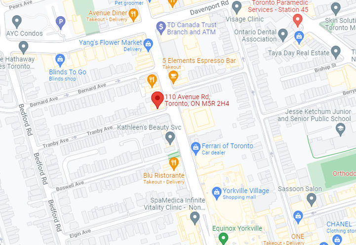 One Ten Avenue Road Condos Map Location