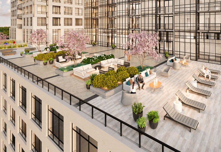 6th Floor Outdoor Resident Terrace with Seating and Greenery