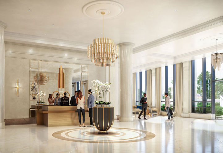 Grand Lobby With Front Desk at Oro at Edge Towers
