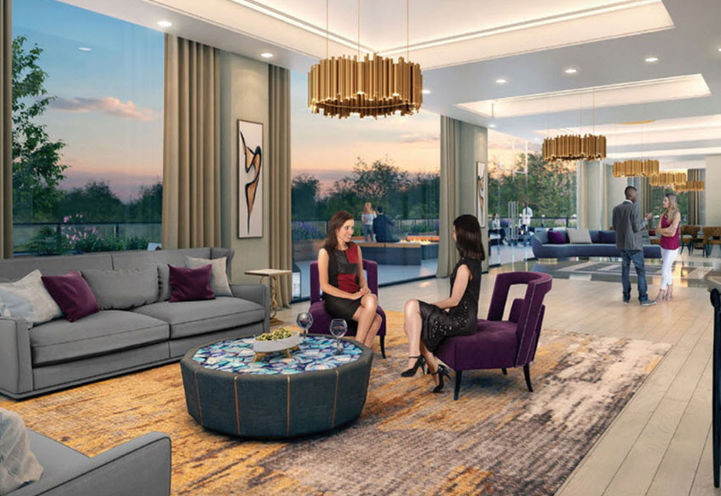 Oro at Edge Towers, Party Room with Outdoor Terrace and Fireplace