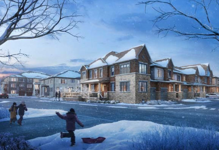 Park and Main Towns Winter Scene of Unit Exteriors