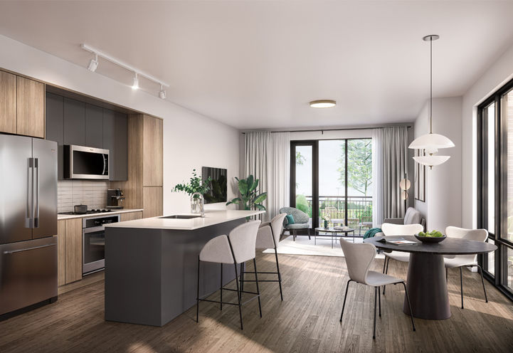 ParkHaus Urban Towns Kitchen and Dining Space - Dark Finishes