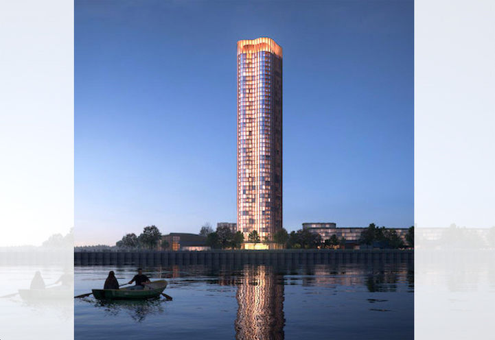 Pier 8 Condos Exterior View of Tower From the Water