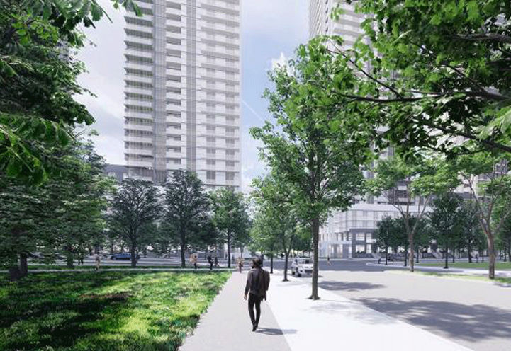 Looking South Through the Park at Pinnacle Etobicoke