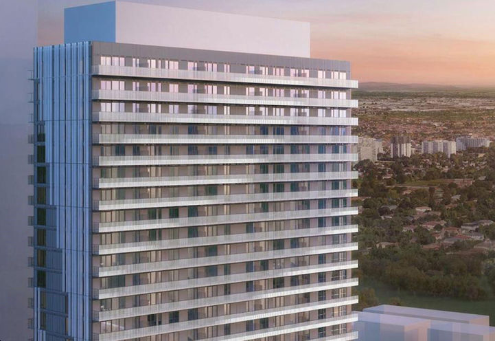 Plaza On Yonge Condos Close Up View of Upper Level Exteriors