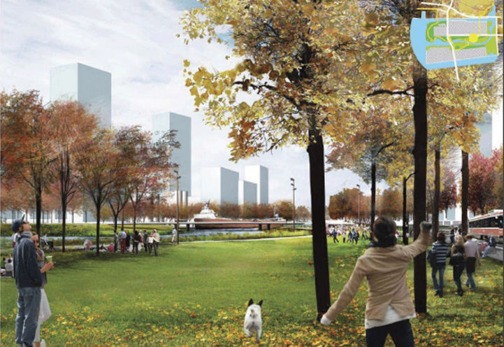 Public Green Space Surrounding Port Lands Condos