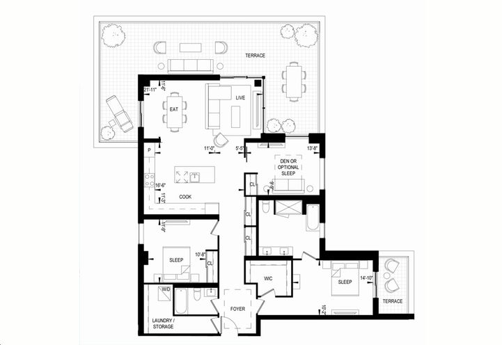 QA Condos 3 Bedroom Sample Floorplan