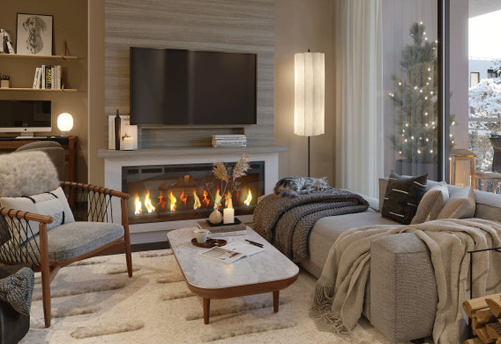 QA Condos, Cottage Collection Living Area with Fireplace