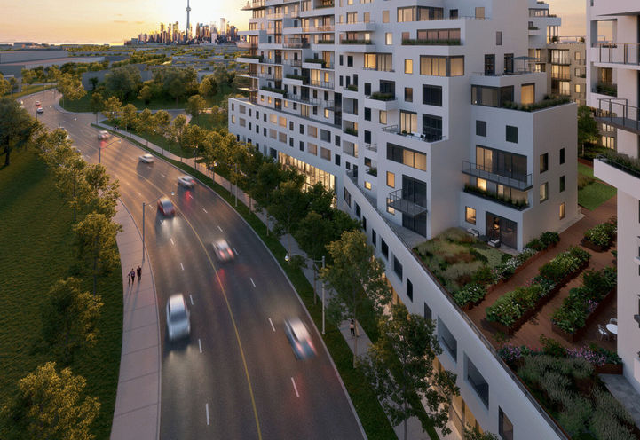 QA Condos, Looking to the Street at Queen St E & Coxwell Ave