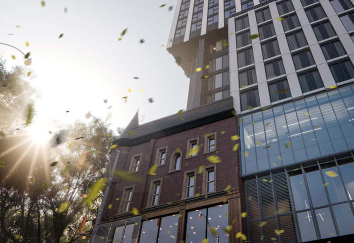 Queen Church Condos Exterior View of Lower Levels