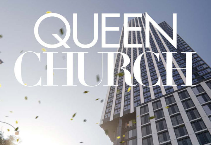 Queen Church Condos Looking Up at Tower Exteriors