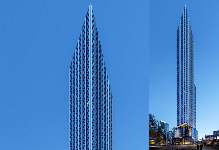 Queen Church Condos Split Screen of Upper Levels and Tower