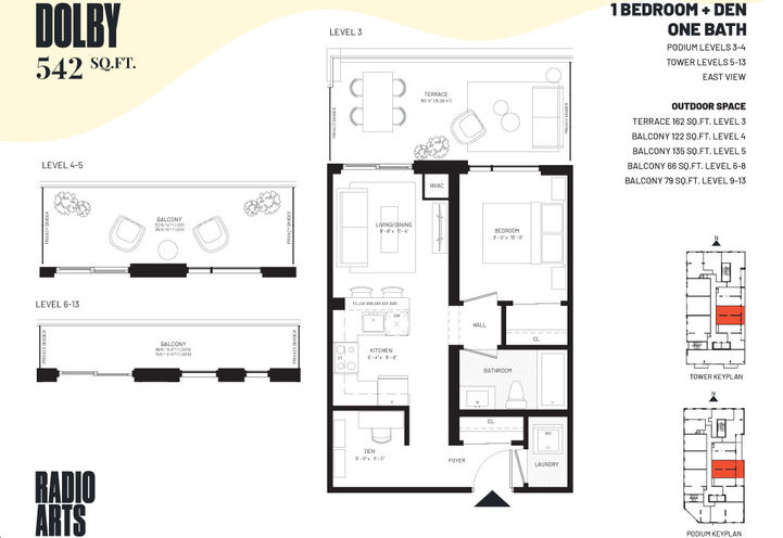 Radio Arts Condos - Dolby Model - 1 Bed/1 Bath/Den