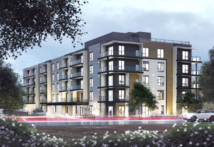 Riverwalk Niagara Condos- Dusk Aerial Exterior View with Outdoor Space