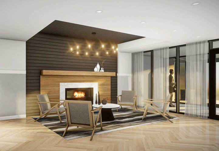 Riverwalk Niagara Condos- Lobby with Fireplace