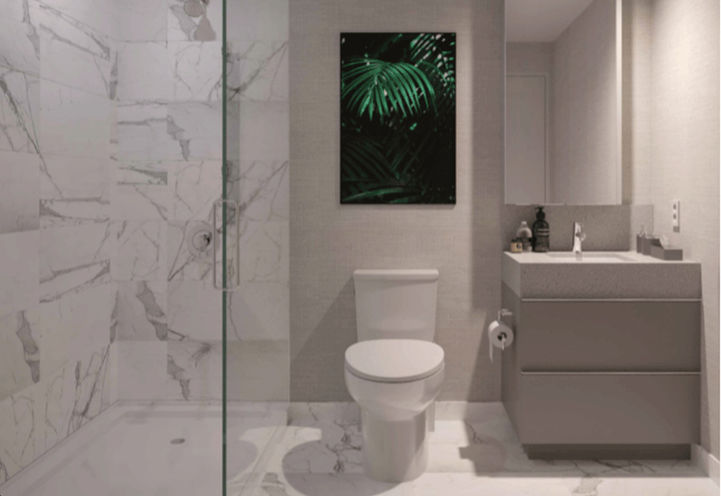 Suite Bathroom with Marble Tiles at SXSW Condos 2