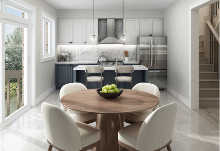 Shoreline Point Homes - Kitchen with Dining Table and Island