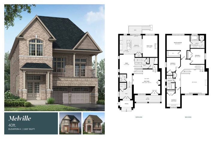 Simcoe Landing 40' Romea Model Exterior View and Floor Plan