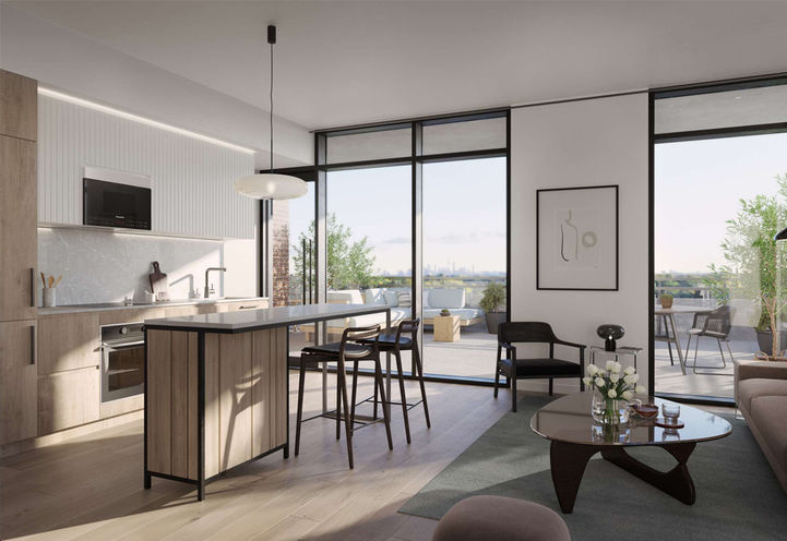 Six99 Condos Suite Kitchen with Island