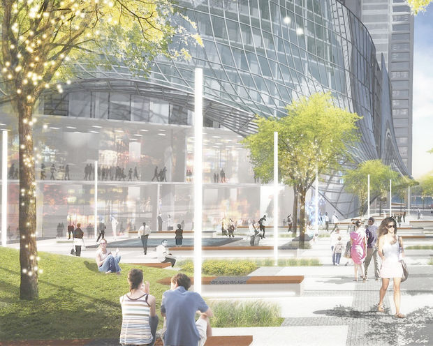 Early Rendering of SkyTower Condos Courtyard