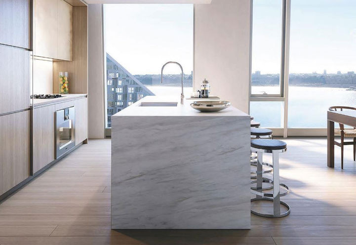 Kitchen Suite Interior with Built-In Marble Table  at SkyTower Condos