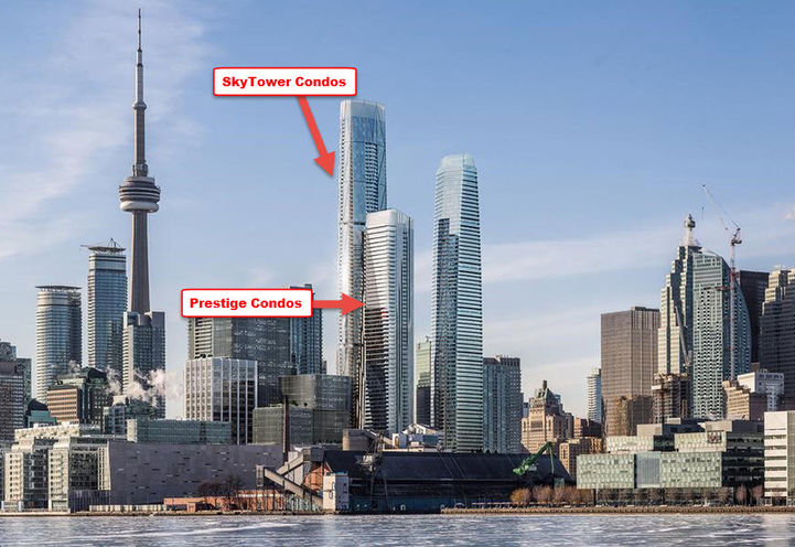 Panoramic Daytime View of SkyTower Condos and Skyline From Waterfront