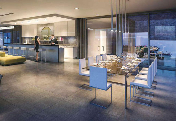 Rec Room with Kitchenette and Dining Table at SkyTower Condos