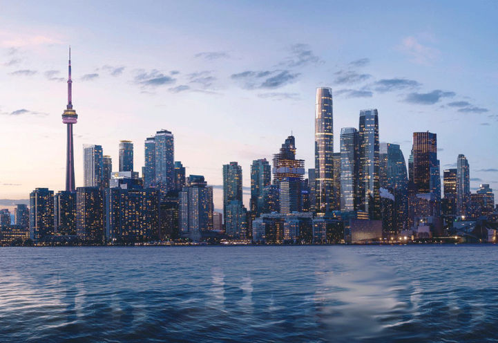 SkyTower Condos, CN Tower, The City Skyline, Waterfront at Sunrise