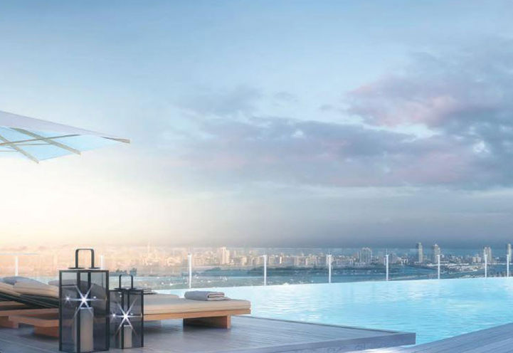 SkyTower Condos Rooftop Terrace Pool with Skyline View