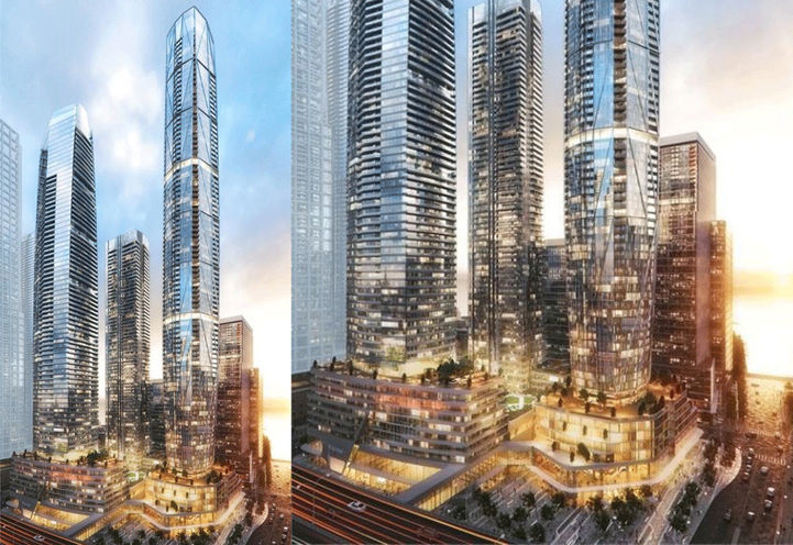 SkyTower Condos and One Yonge Community at Sunset