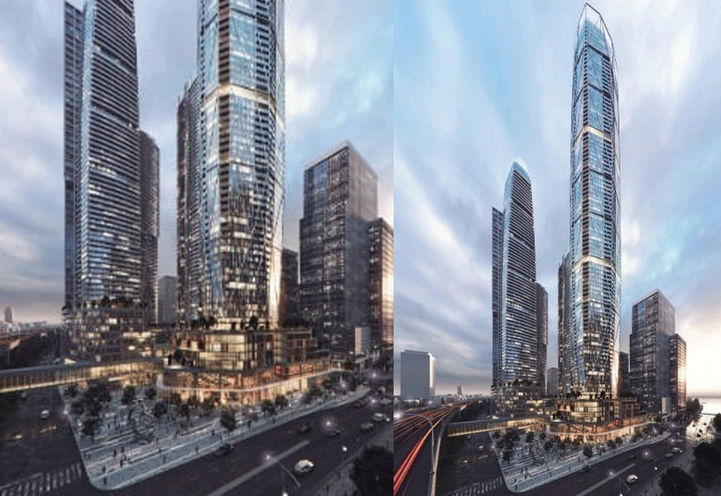 Split Screen, Podium Close Up and Street View of SkyTower Condos