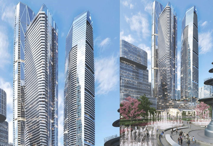 Split Screen View of SkyTower, Community Towers and Public Space