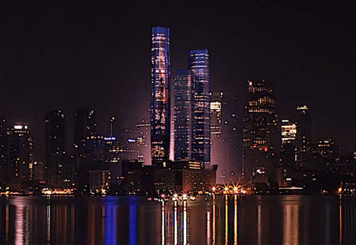Up Close View of SkyTower Condos Pinnacle One Yonge  at Nightfall