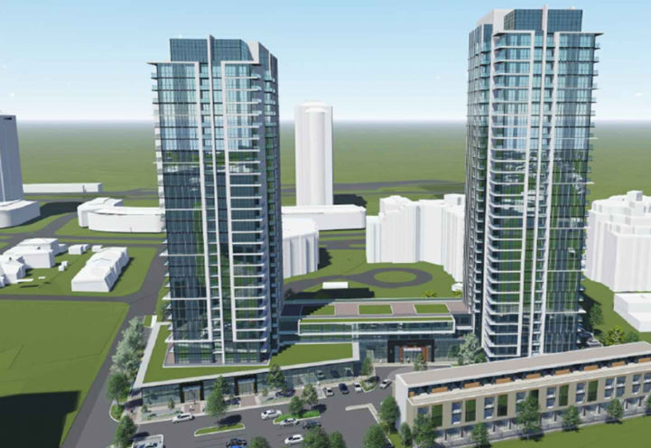 Aerial View of 34 Southport Condos Facing South Early Rendering
