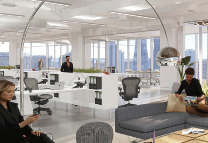 Artist Rendering of Interior Office Space at Square One District