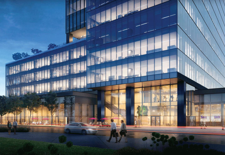 Street Level View of a Building's Podium at Square One District
