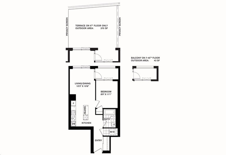 Square One District Condos, The Vintage 1 Bed/1 Bath Floorplan