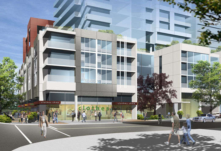 Building exterior, Tempo Condos at Burnhamthorpe Rd W & Kariya Drive, Mississauga ON