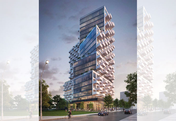 Ten West Condos Exterior Street Level View of Tower