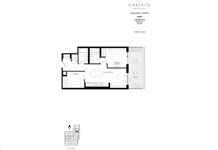 The Capitol Residences - Gallery Suite - 2 Bed 2 Bath with Terrace