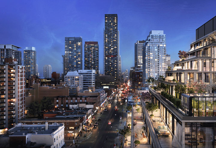 The Capitol Residences Grand Terraces at Dusk with View of Yonge St