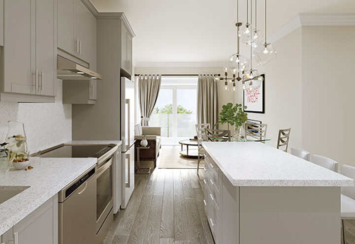 The Citadel Condos Suite Interiors - Kitchen with Island