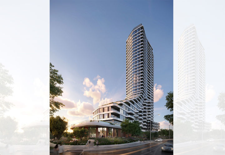 The Clove Condos Streetscape View of Tower Exteriors