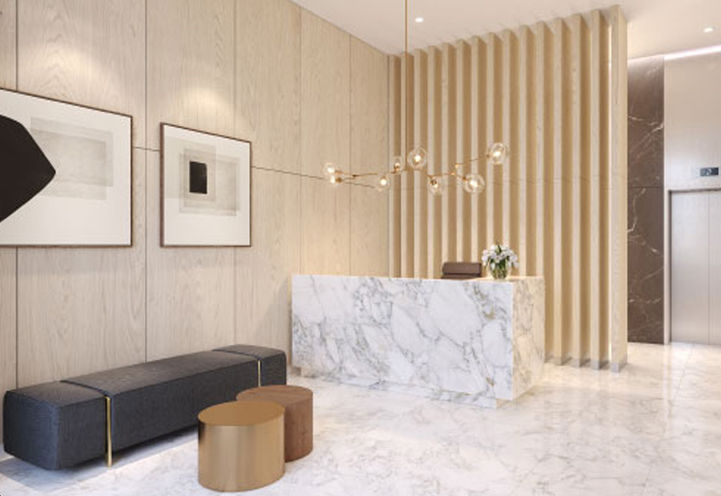 The Deane Condos Resident Lobby with Concierge Desk