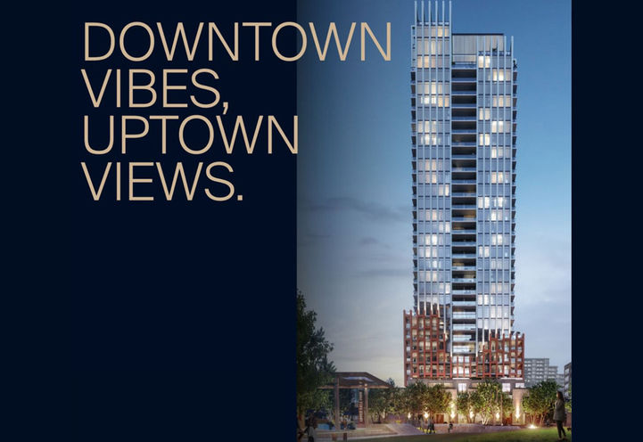 The Frederick Condos Exterior View of Tower at Dusk