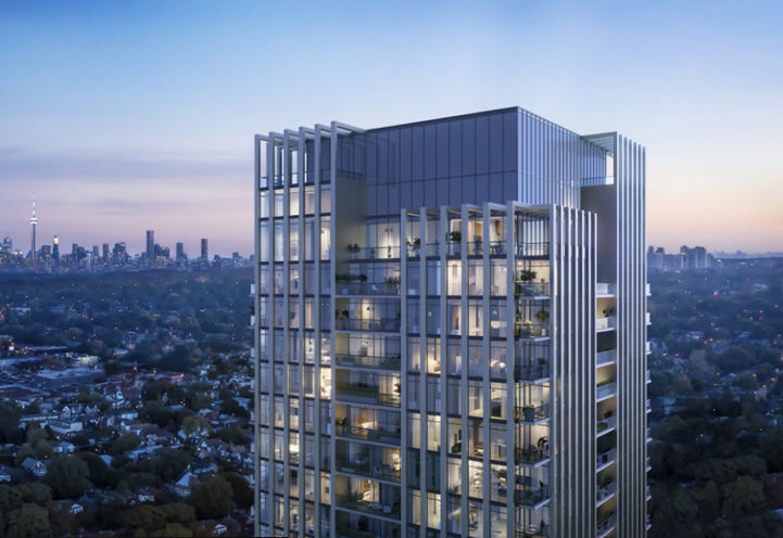 The Frederick Condos Skyline View at Dusk of Upper Levels