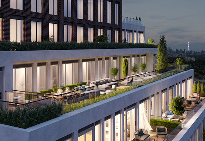 The Groove Condos Exterior View of Outdoor Terraces