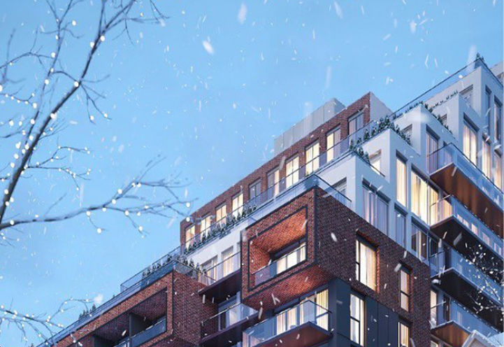 The Groove Condos Exterior View of Upper Levels in Winter