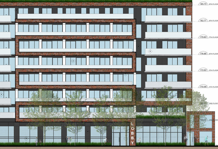 The Groove Condos Street Level View of Resident and Lobby Entrance